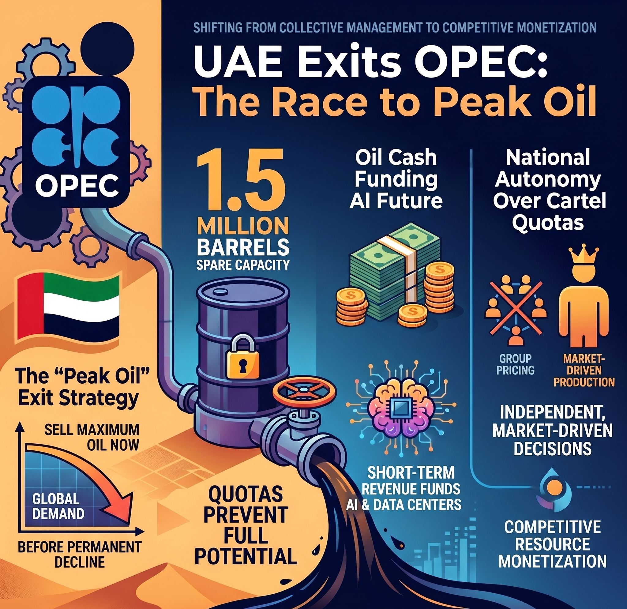Abu Dhabi exits OPEC for an ascent of &lsquo;peak oil